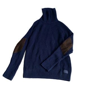 Fred Perry Navy Blue Elbow Patch Turtleneck